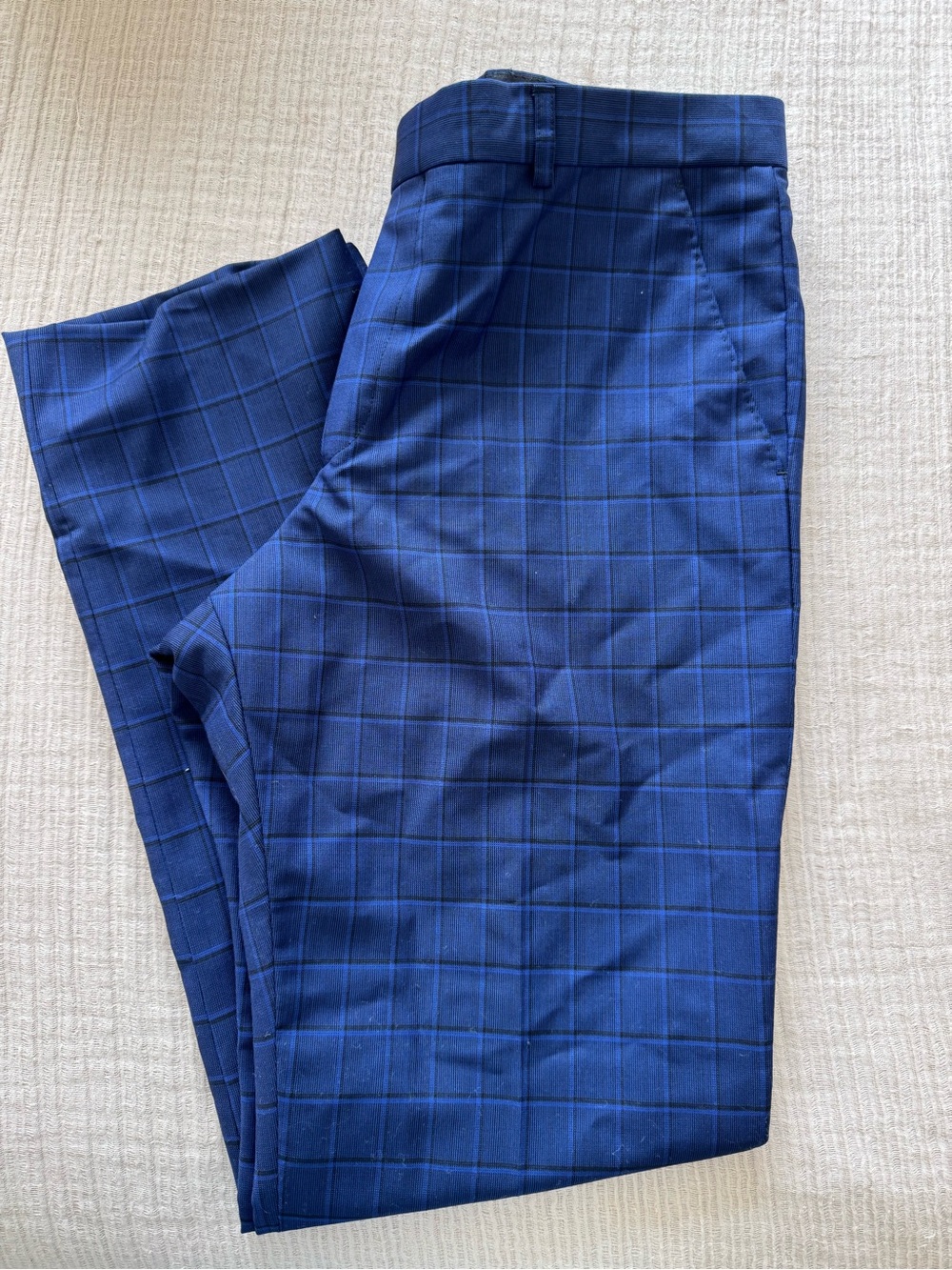Navy Windowpane Dress Pants